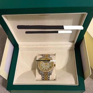 Gold and Silver Watch with Diamond Accents